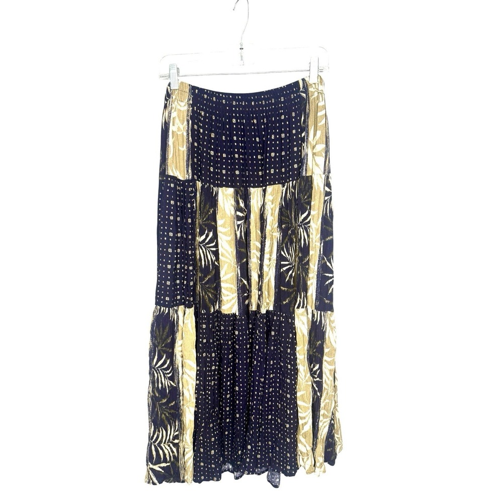 Vintage 90's Maxi Skirt Size 1X Crinkle Gauze Broomstick Patchwork Grunge USA